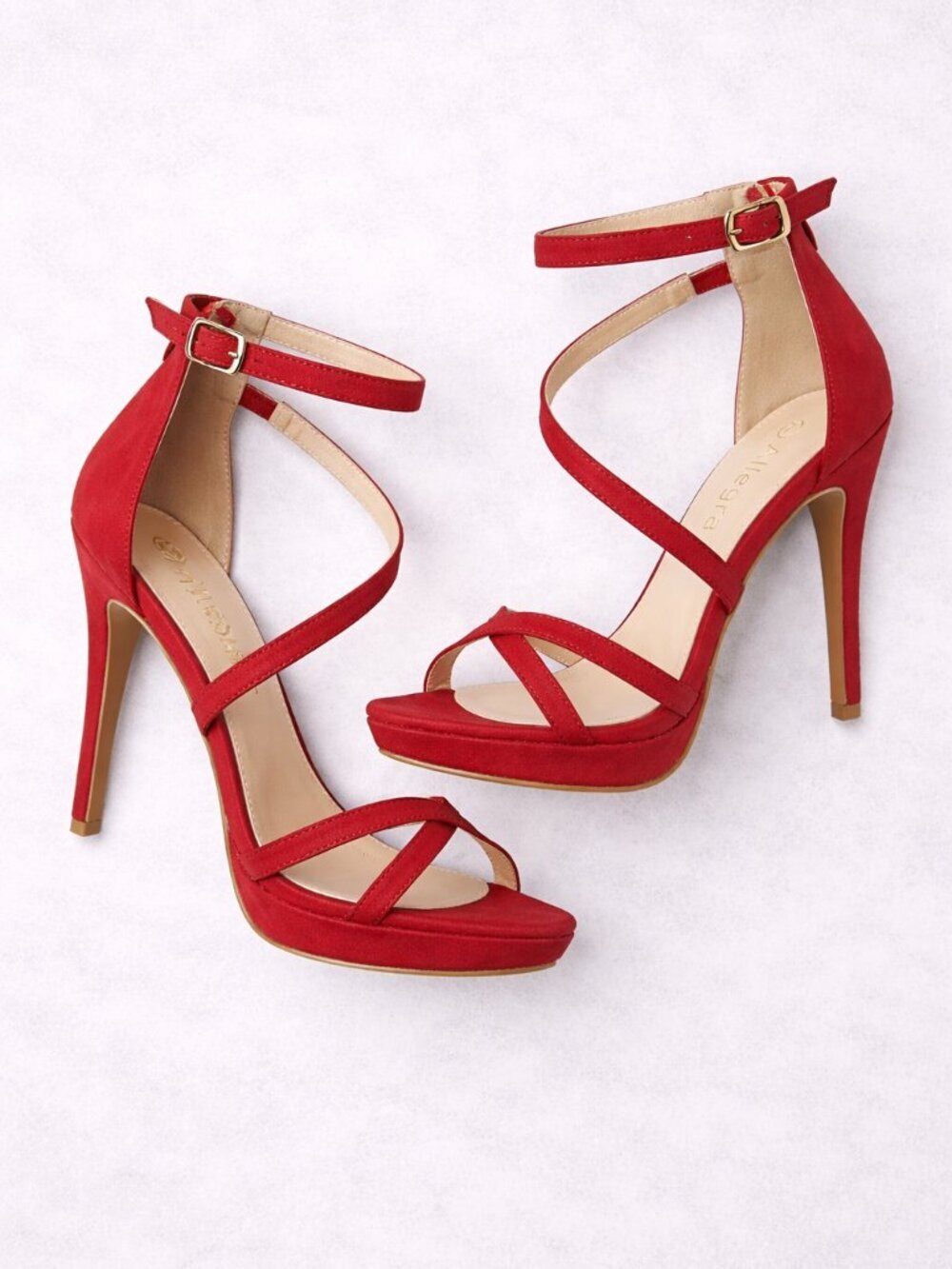 Allegra K Red Strappy Stiletto Heels Size 7.5 – Elegant Ankle Strap Sandals